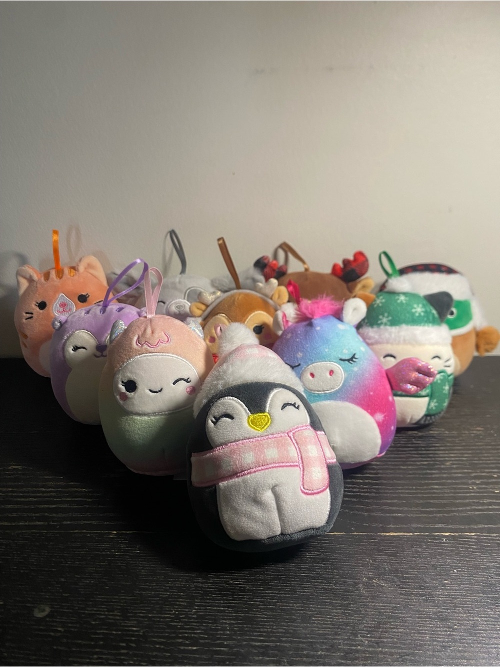 Squish mellow Christmas ornaments . Lot of 10